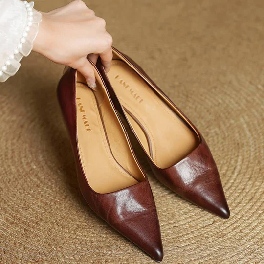 Lunessae - Escarpins En Cuir Véritable À Talon Élégant
