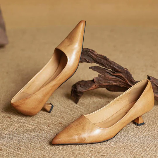 Lunessae - Escarpins En Cuir Véritable À Talon Élégant