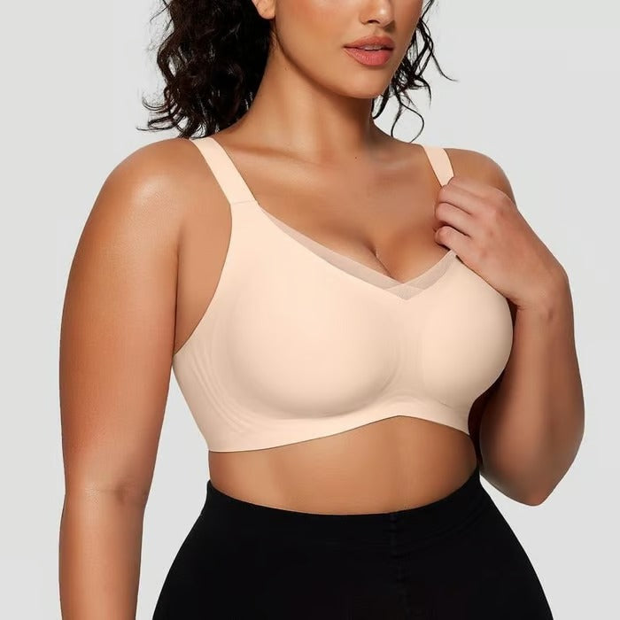 Kaelina - Soutien-gorge en mesh sans fil à col V croisé pour femmes