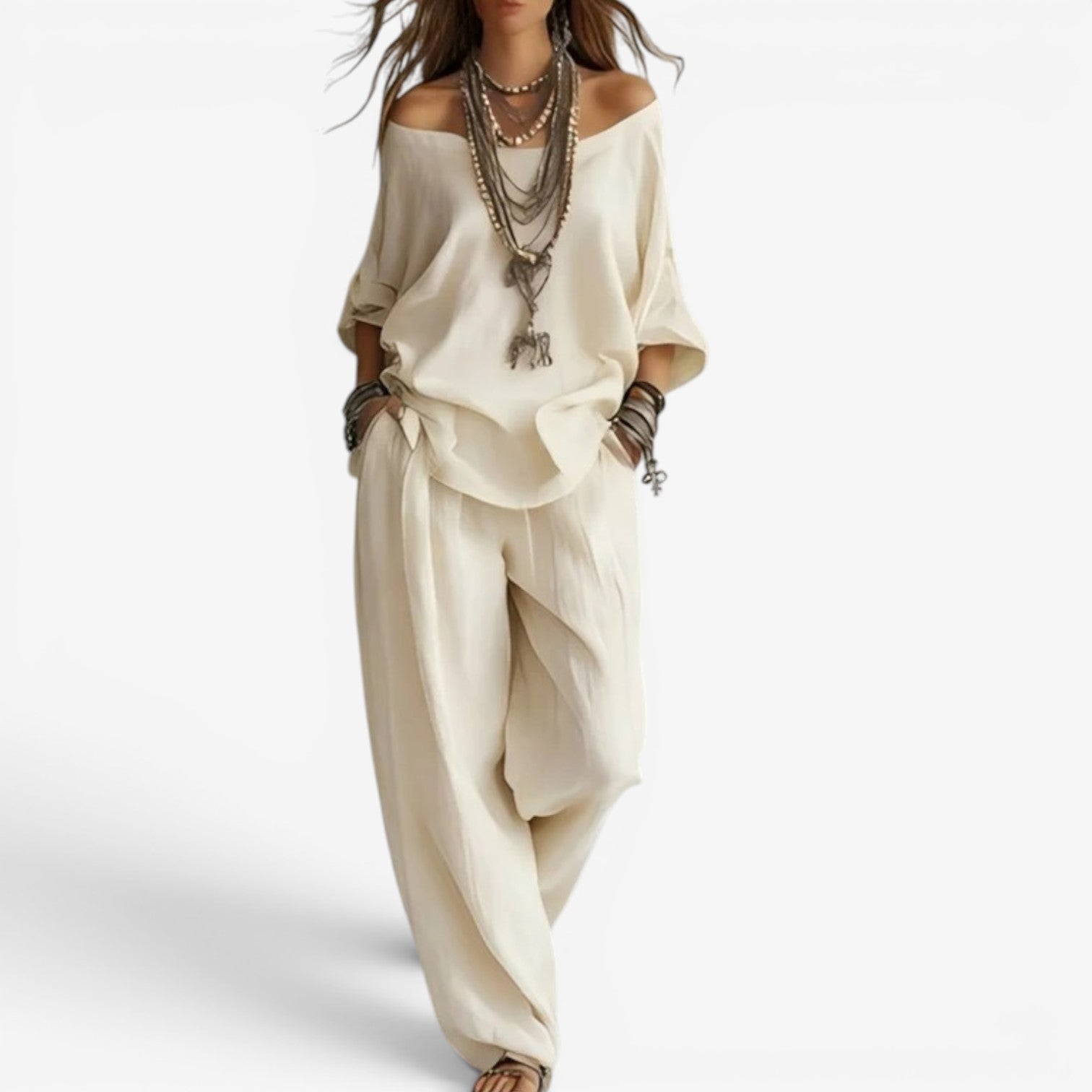 Ozelith - Ensemble femme bohème fluide style chic décontracté