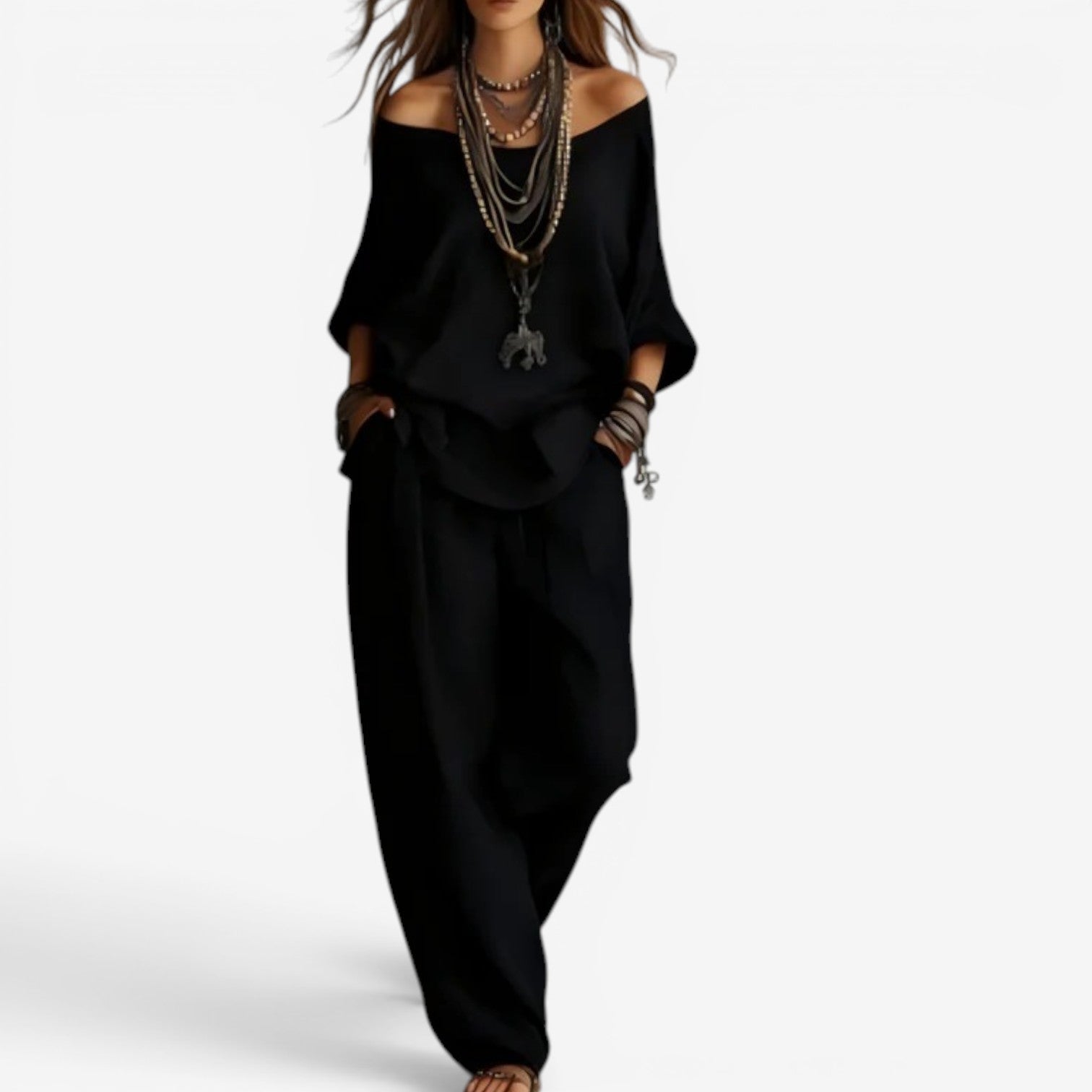 Ozelith - Ensemble femme bohème fluide style chic décontracté