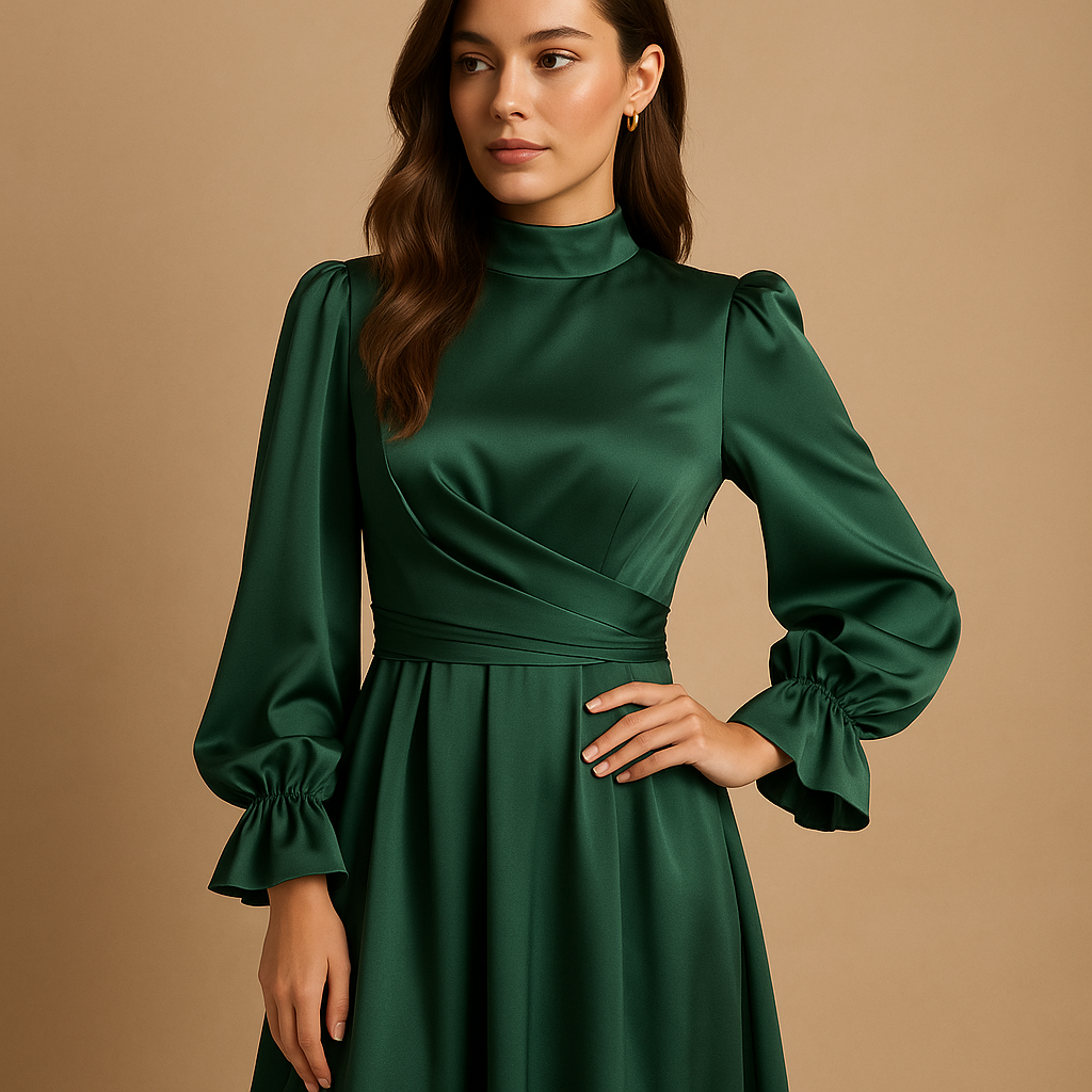 Isabella - Long Dress with Waist Belt and Elegant Cut for Women