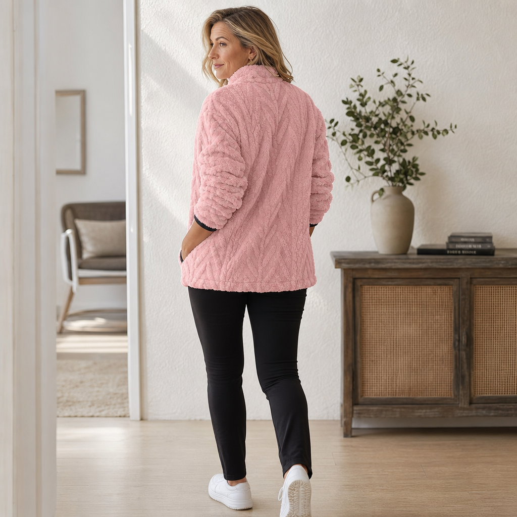 Rinske - Pull femme polaire demi-zip avec poche kangourou