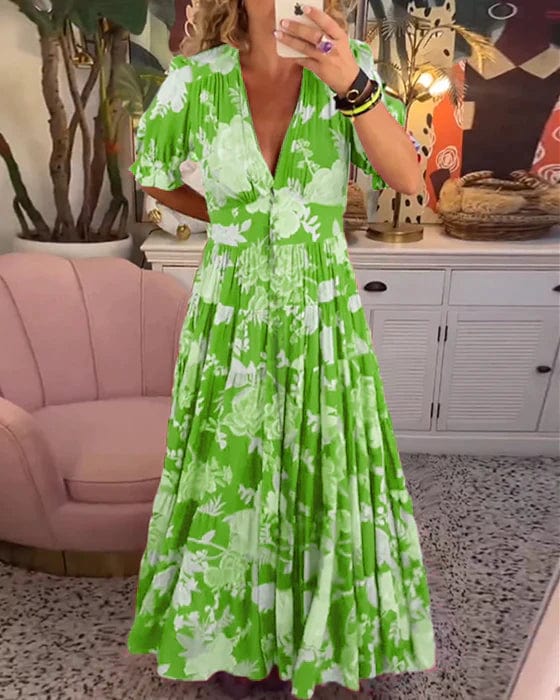 Isabeau - Robe Longue Confortable avec Col V et Poches