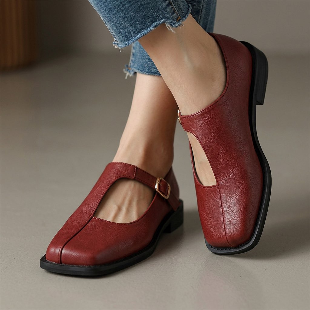 Anke - Chaussures femme à bout carré avec boucle