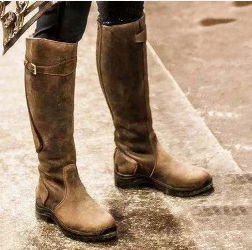 Averlina - Bottes d’Équitation en Cuir Imperméable