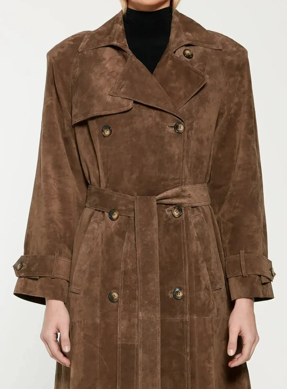 Cléore - Manteau Trench Élégant en Daim Synthétique