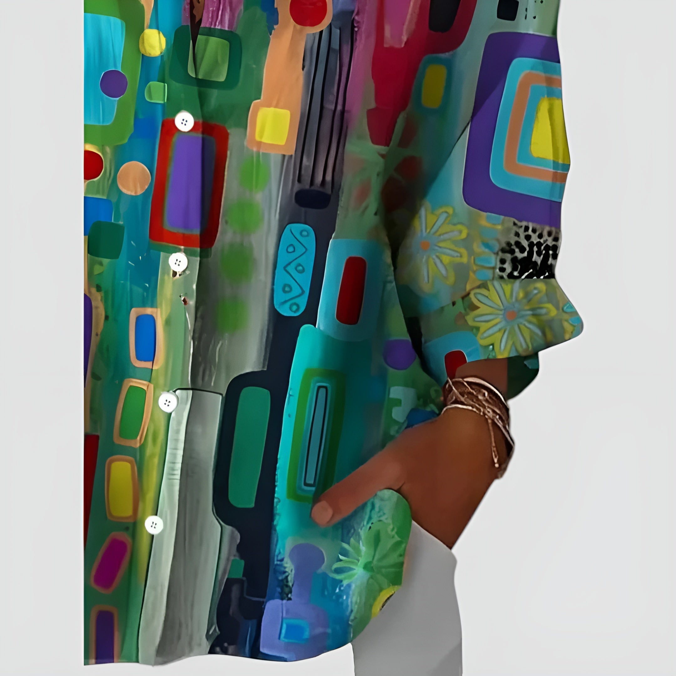 Cerelia - Blouse Confortable à Motif Géométrique pour un Style Moderne au Quotidien
