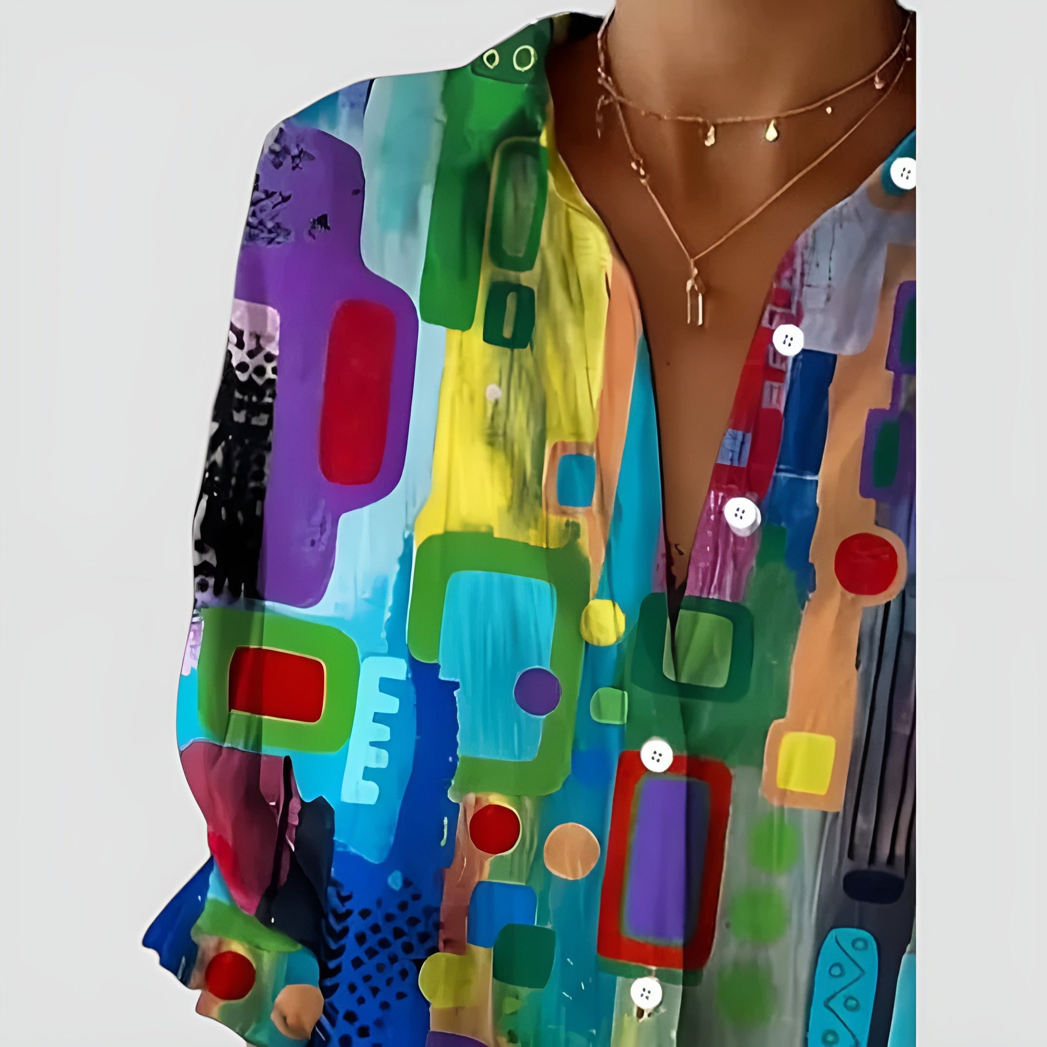 Cerelia - Blouse Confortable à Motif Géométrique pour un Style Moderne au Quotidien
