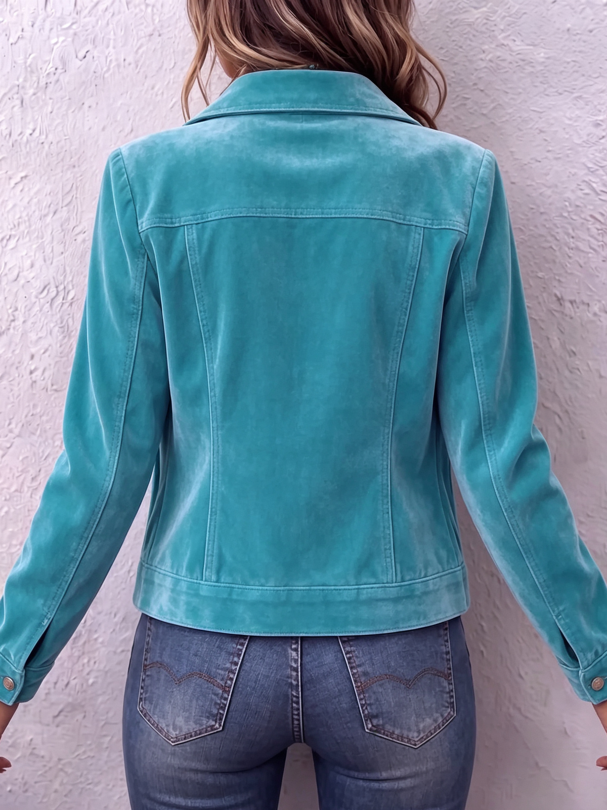 Jikke - Veste femme en velours à boutons et col tailleur