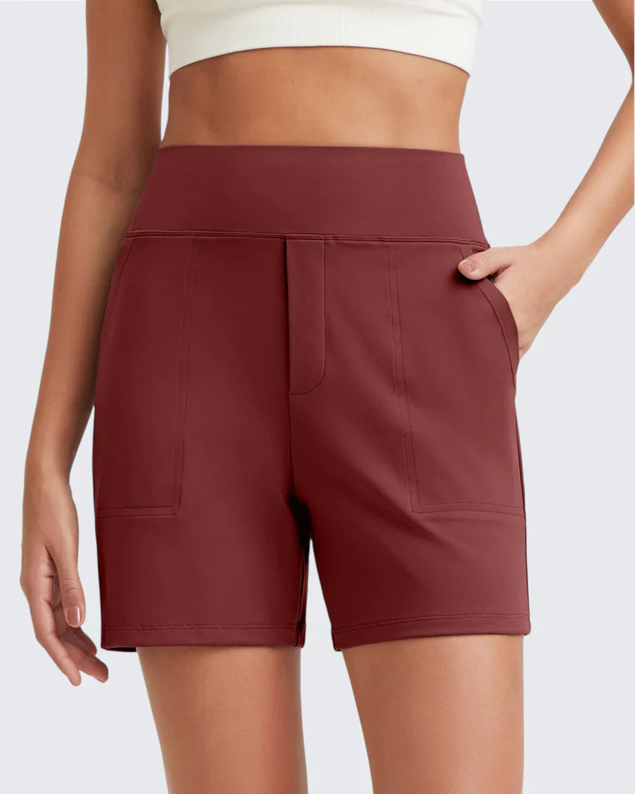 Phaedora - Short femme taille haute avec poches profondes – Camoufle les courbes indésirables