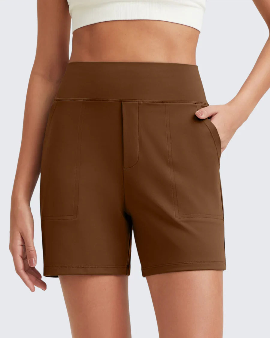Phaedora - Short femme taille haute avec poches profondes – Camoufle les courbes indésirables
