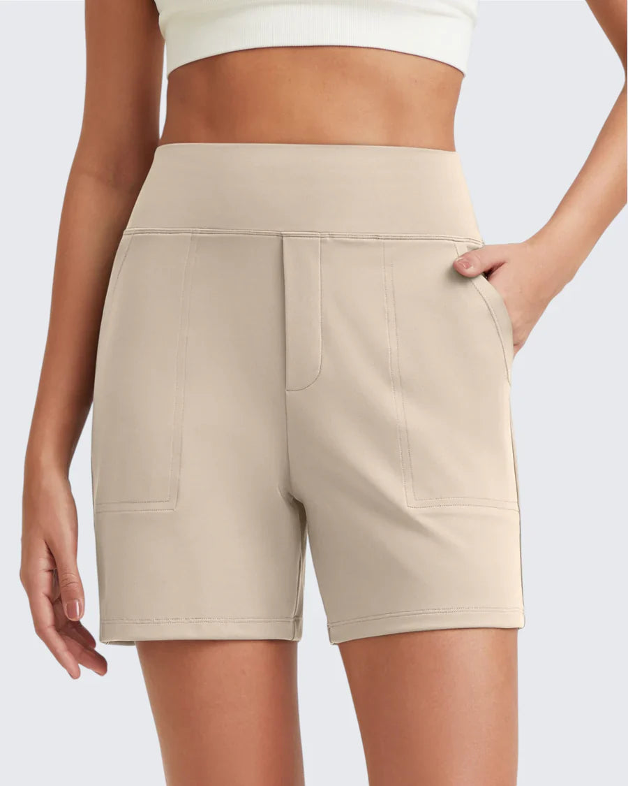 Phaedora - Short femme taille haute avec poches profondes – Camoufle les courbes indésirables