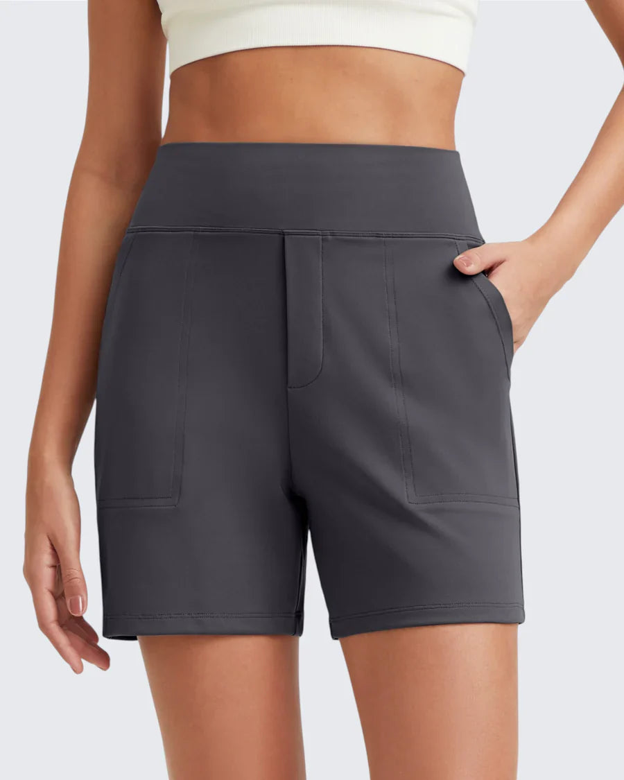 Phaedora - Short femme taille haute avec poches profondes – Camoufle les courbes indésirables