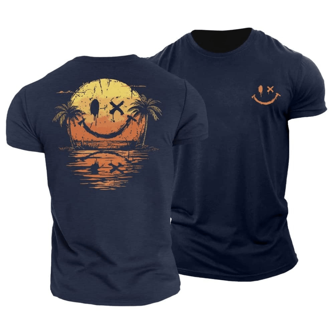Corvin - T-shirt homme vert imprimé smiley estival