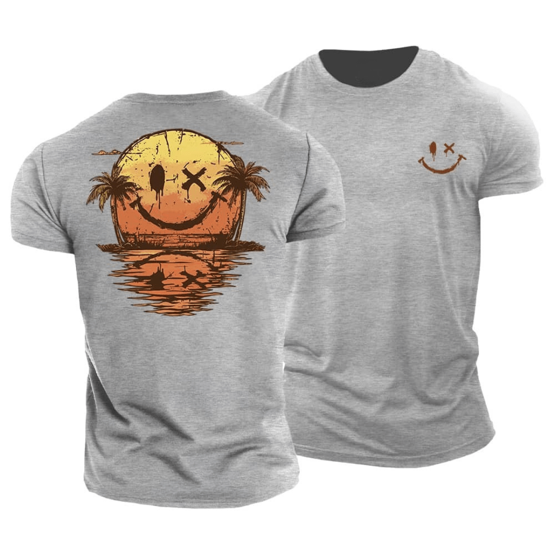 Corvin - T-shirt homme vert imprimé smiley estival