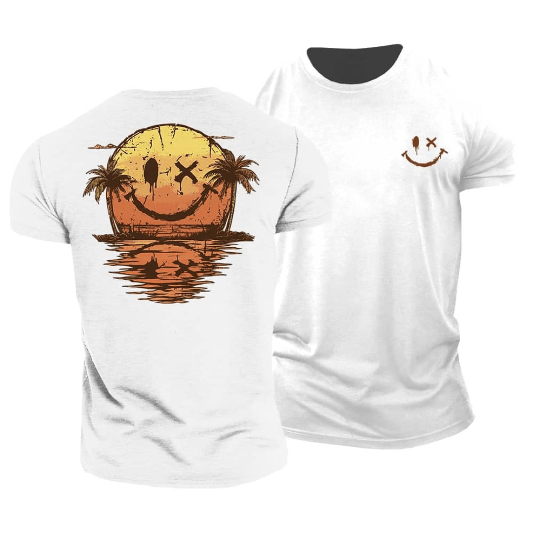 Corvin - T-shirt homme vert imprimé smiley estival