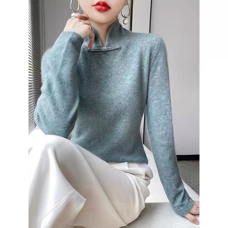 Jovienna - Pull Hiver à Col Montant Élégant avec Fermoir Vintage