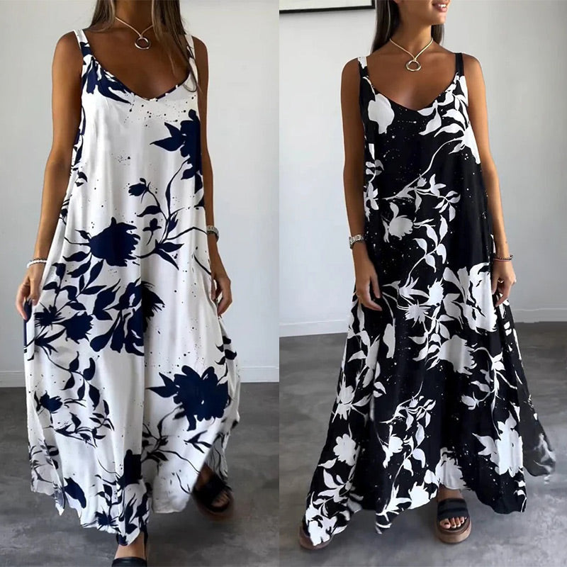 Celestia - Robe d'été sans manches en coton à fleurs pour femmes