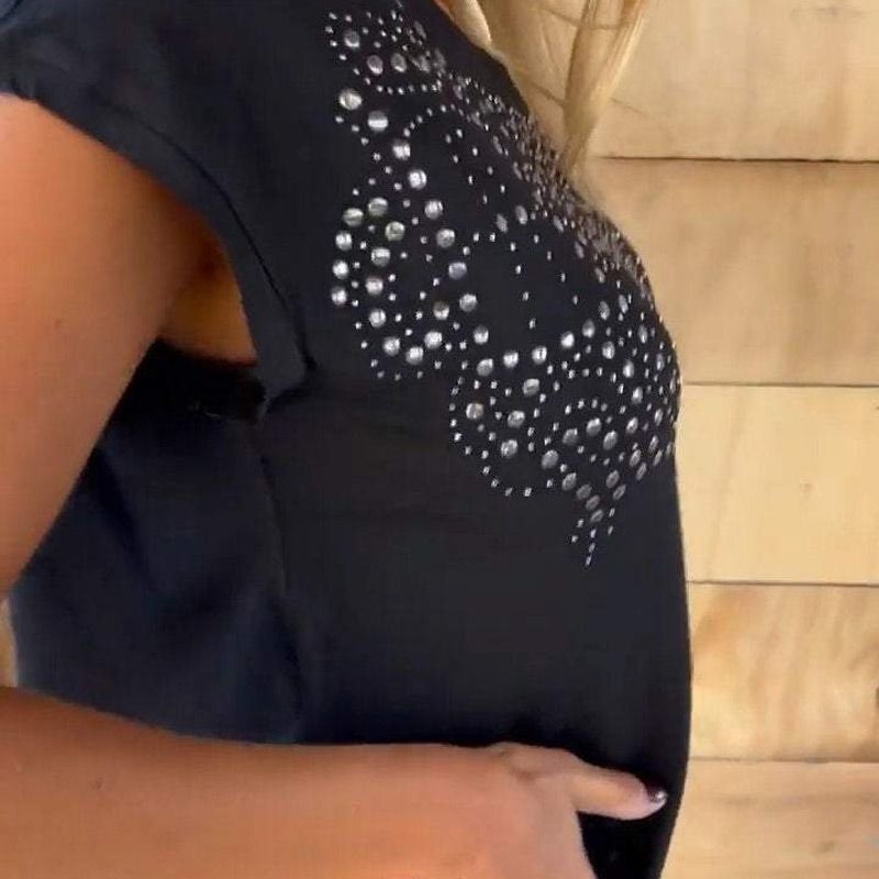 Céleste - T-shirt femme imprimé frangé