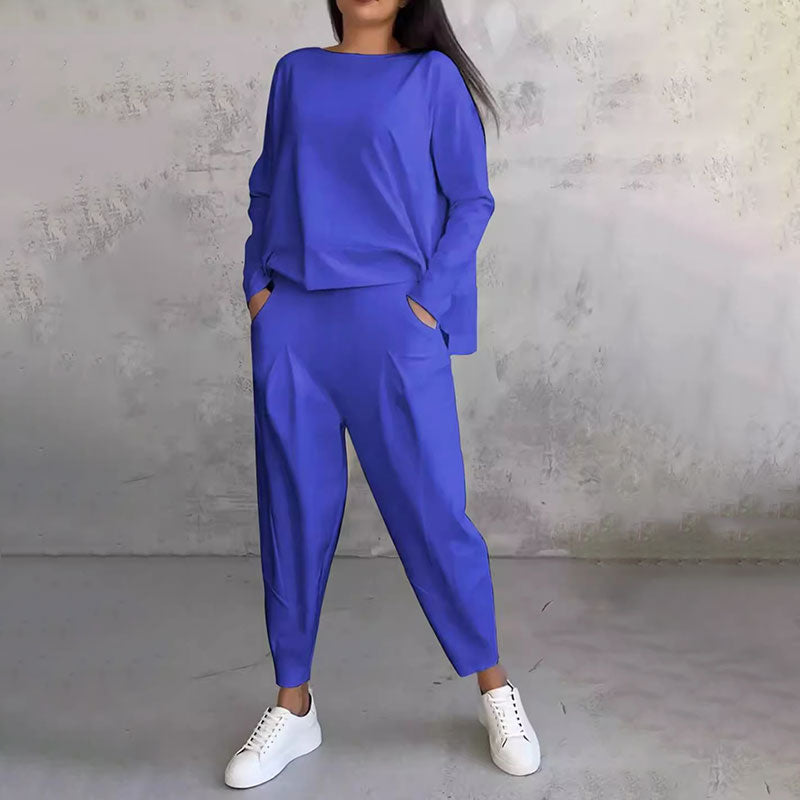 Ophélie - Long Sleeves with Round Neck & Pants 2 Piece Set