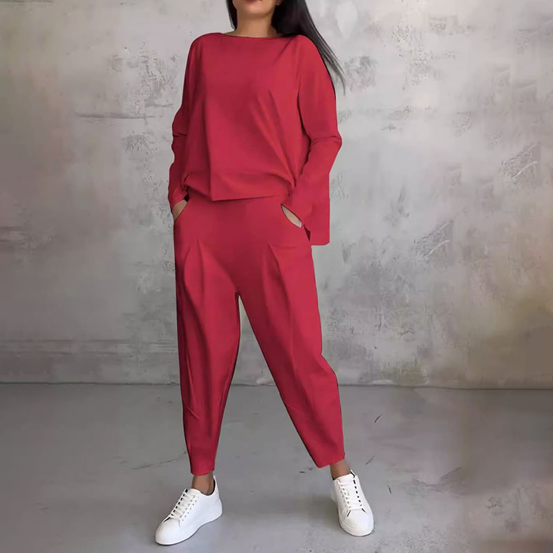Ophélie - Long Sleeves with Round Neck & Pants 2 Piece Set