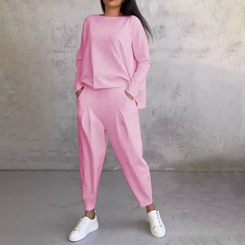 Ophélie - Long Sleeves with Round Neck & Pants 2 Piece Set