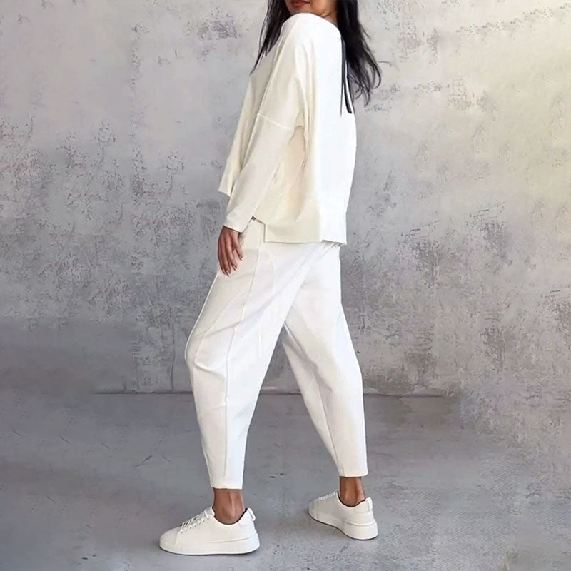 Ophélie - Long Sleeves with Round Neck & Pants 2 Piece Set