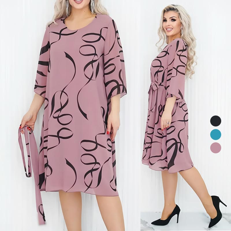 Blandine - Robe Élégante Midi à Manches Volantées