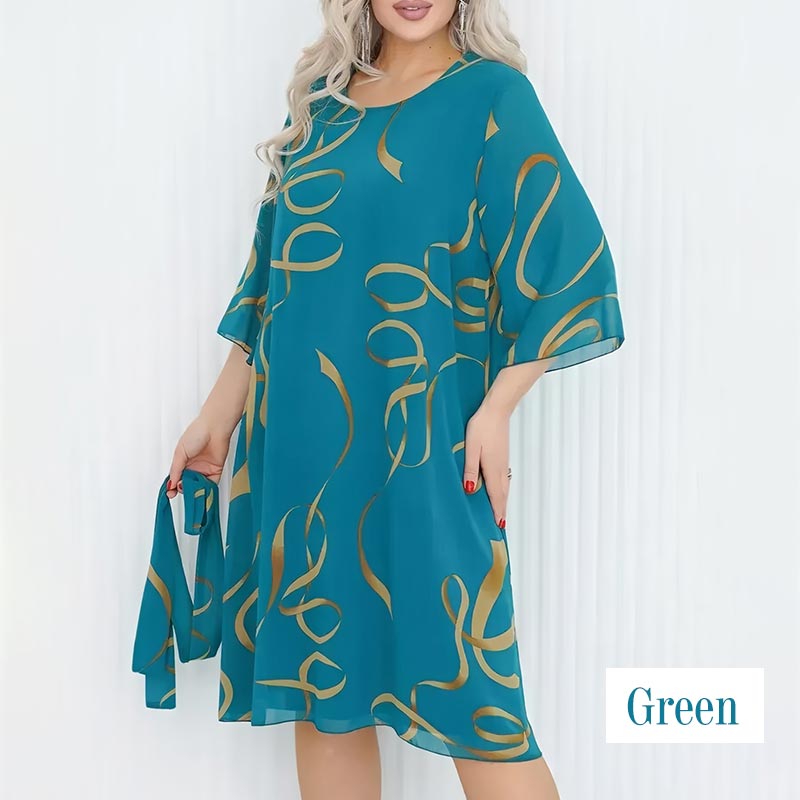 Blandine - Robe Élégante Midi à Manches Volantées