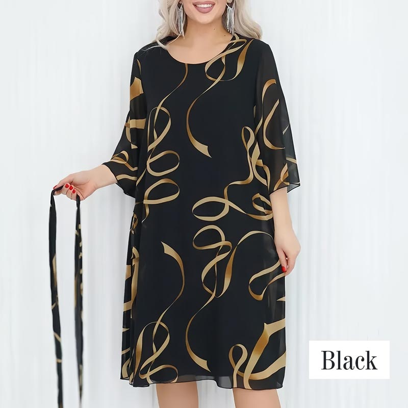 Blandine - Robe Élégante Midi à Manches Volantées