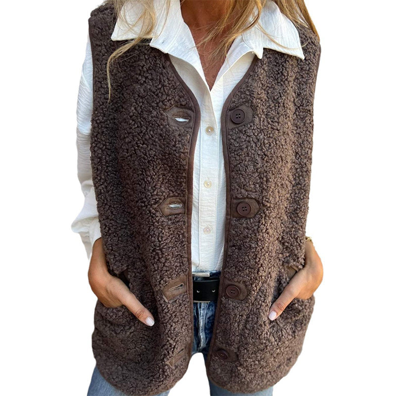 Nahla - Gilet Court Chaleureux à Boutons