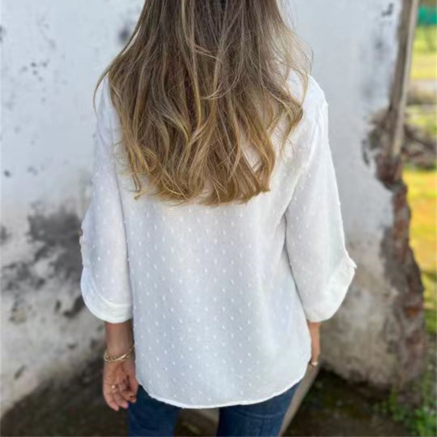 Marinette - Haut décontracté en jacquard à col rond pour femmes