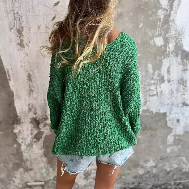 Margo - Chic et Confort Pull Ample Torsadé Col V pour Femmes