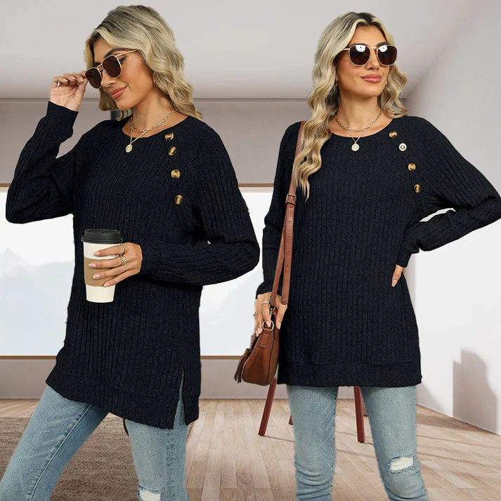 Aline - Pull élégant pour femme avec boutons décoratifs
