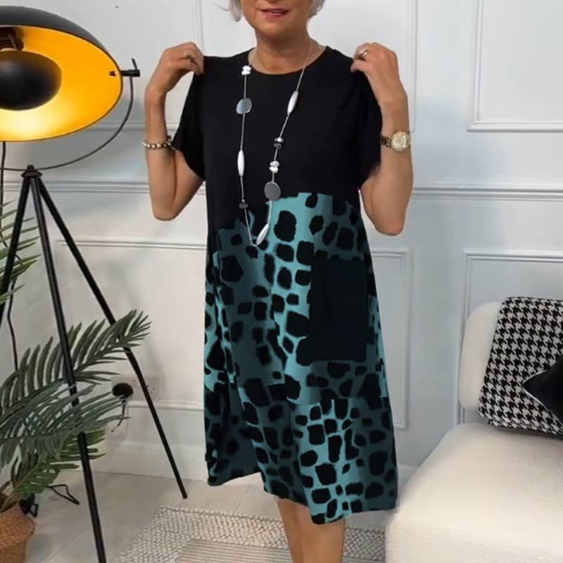 Lisette - Robe ample imprimée à col rond et manches courtes