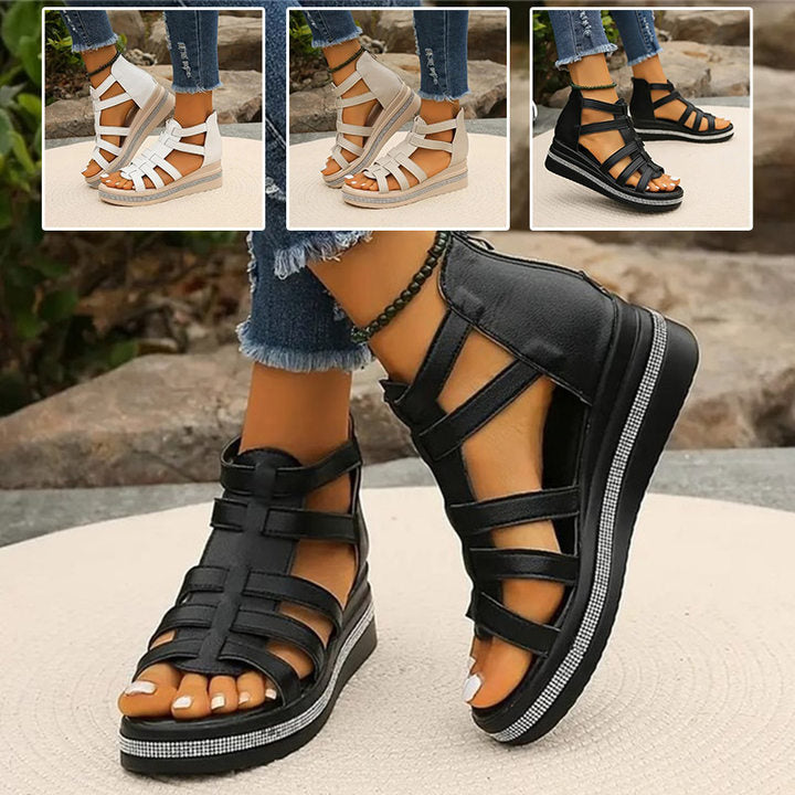 Amira - Sandales à Talon Wedge en Strass