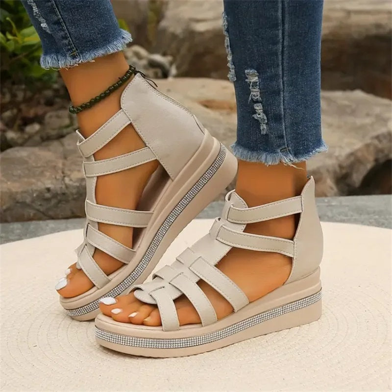 Amira - Sandales à Talon Wedge en Strass