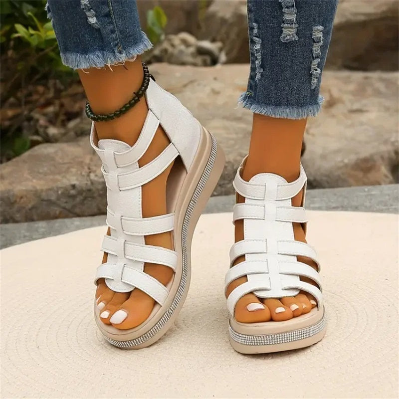 Amira - Sandales à Talon Wedge en Strass