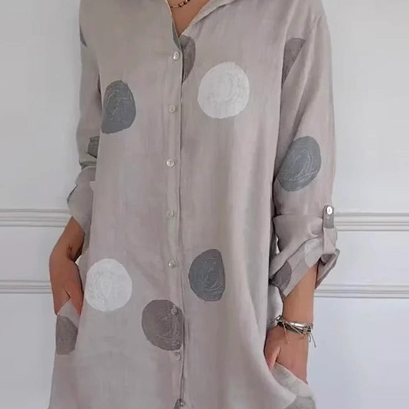 Melina - Robe Chemise Imprimée Décontractée avec Boutonnage pour Femmes