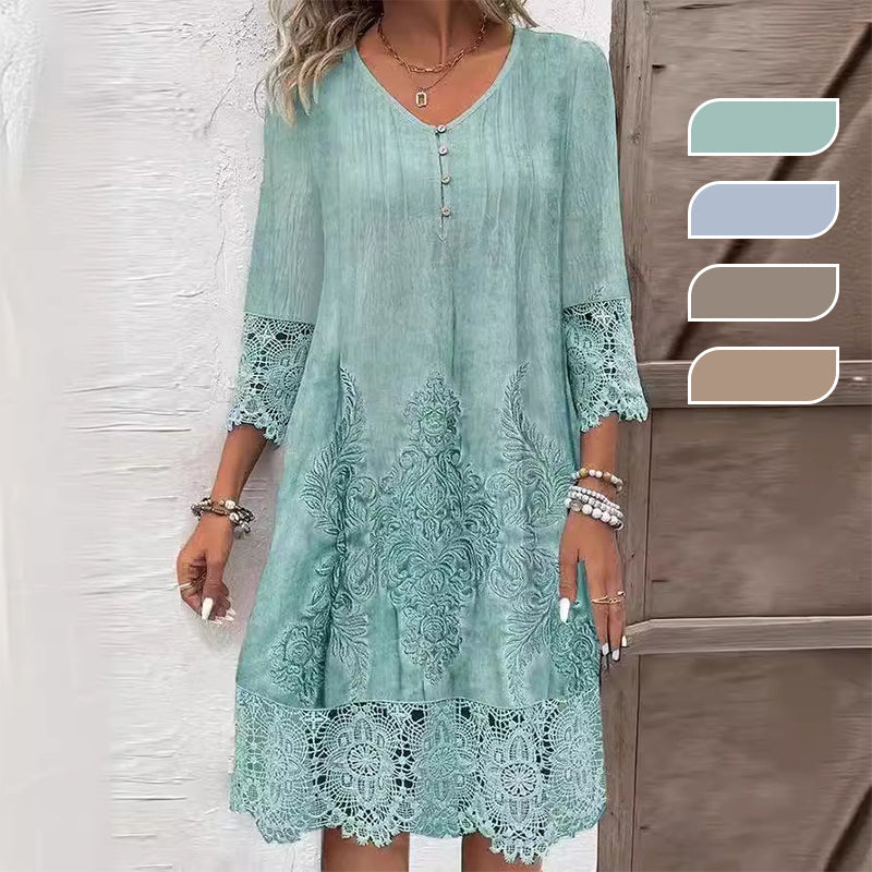 Maia - Robe élégante en dentelle à demi-manches et décolleté en V pour femmes