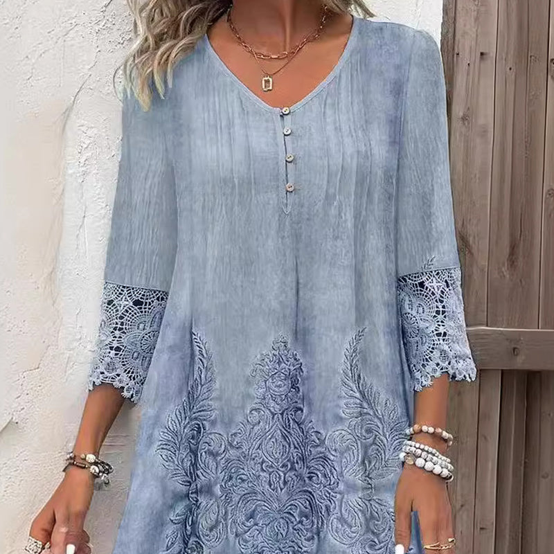 Maia - Robe élégante en dentelle à demi-manches et décolleté en V pour femmes