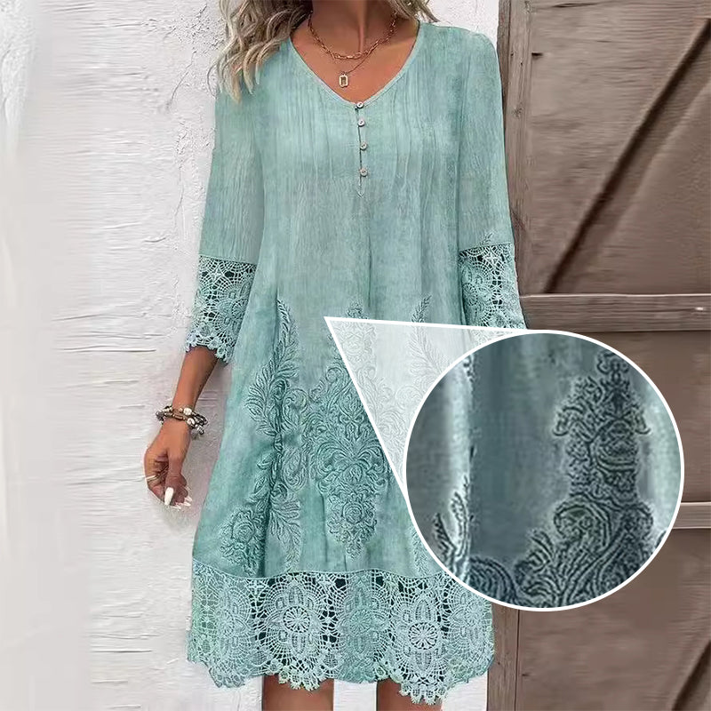 Maia - Robe élégante en dentelle à demi-manches et décolleté en V pour femmes