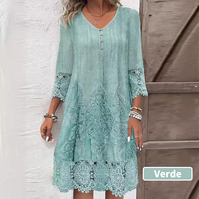 Maia - Robe élégante en dentelle à demi-manches et décolleté en V pour femmes
