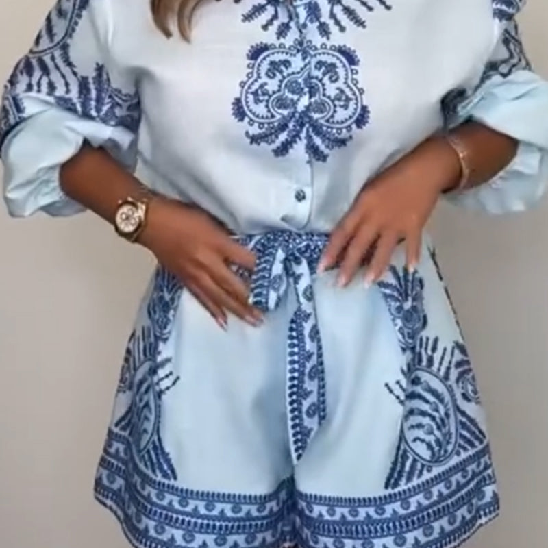 Talea - Short à motifs avec fermeture à boutons Co-ord