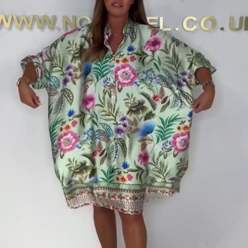 Violetta - Robe Florale Décontractée avec Décolleté en V et Boutons Partiels