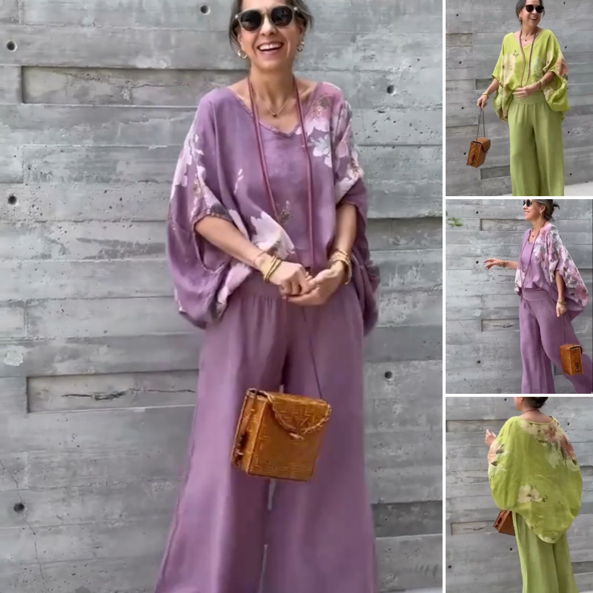 Régine - Ensemble 2 Pièces en Chiffon Imprimé Ample