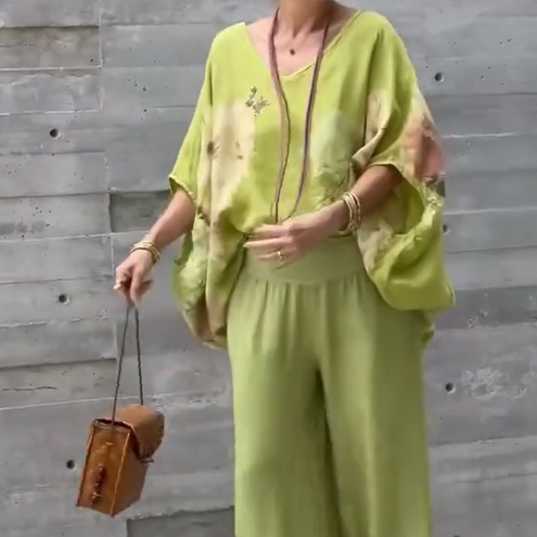 Régine - Ensemble 2 Pièces en Chiffon Imprimé Ample