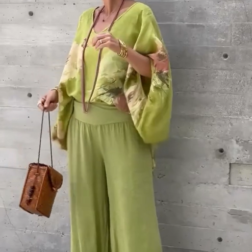 Régine - Ensemble 2 Pièces en Chiffon Imprimé Ample