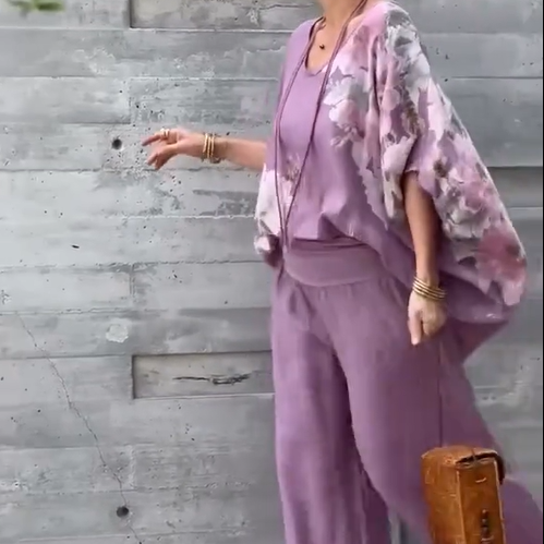 Régine - Ensemble 2 Pièces en Chiffon Imprimé Ample
